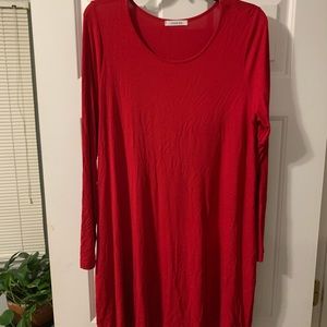 Red long sleeve tshirt dress